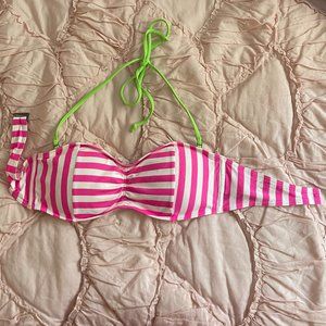 ABERCROMBIE AND FITCH PINK AND WHITE BIKINI TOP